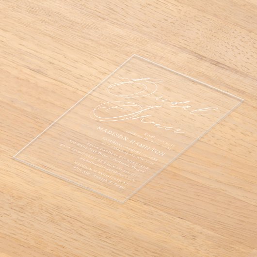 Modern Elegant Script-Vrijgezellenfeest Acryl Uitnodigingen (Laagn)