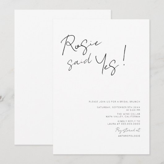 Modern Elegant Script-Vrijgezellenfeest Kaart (Voorkant / Achterkant)