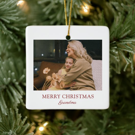 Modern Elegant Script Vrolijk Kerstfeest Oma Keramisch Ornament (Boom)