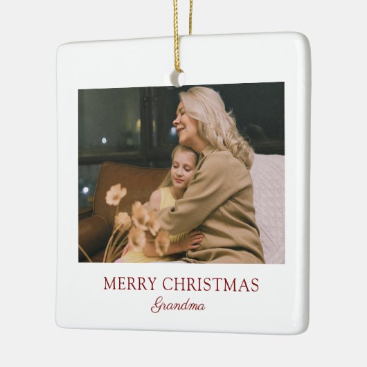 Modern Elegant Script Vrolijk Kerstfeest Oma Keramisch Ornament (Links)