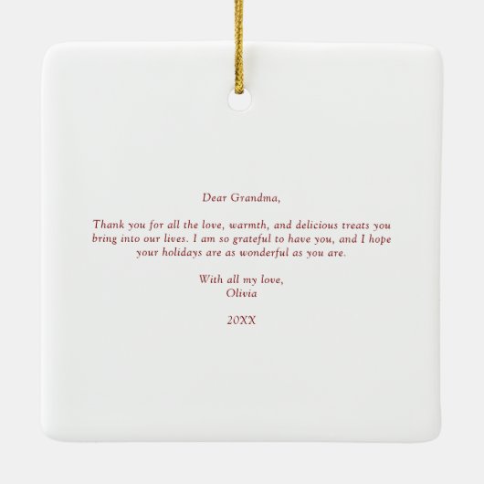 Modern Elegant Script Vrolijk Kerstfeest Oma Keramisch Ornament (Achterkant)