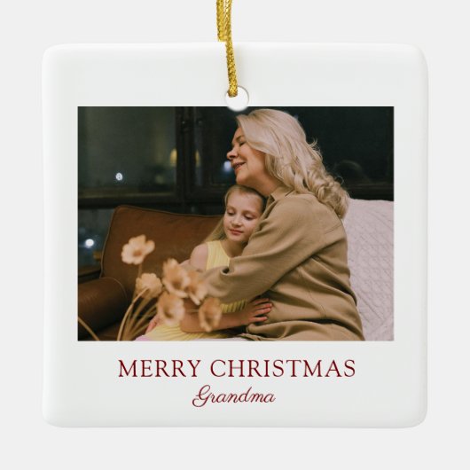 Modern Elegant Script Vrolijk Kerstfeest Oma Keramisch Ornament (Voorkant)