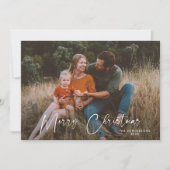 Modern Elegant Script Vrolijke Kerstfoto Feestdagenkaart (Voorkant)