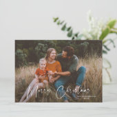 Modern Elegant Script Vrolijke Kerstfoto Feestdagenkaart (Staand voorkant)