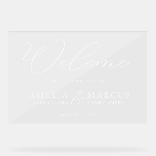 Modern Elegant Script Weddenschap Welkom Acryl Bord (Voorkant)