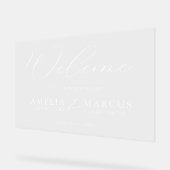 Modern Elegant Script Weddenschap Welkom Acryl Bord (Hoek)