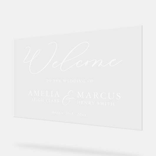 Modern Elegant Script Weddenschap Welkom Acryl Bord (Hoek)