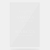 Modern Elegant Script Weddenschap Welkom Acryl Bord (Voorkant)