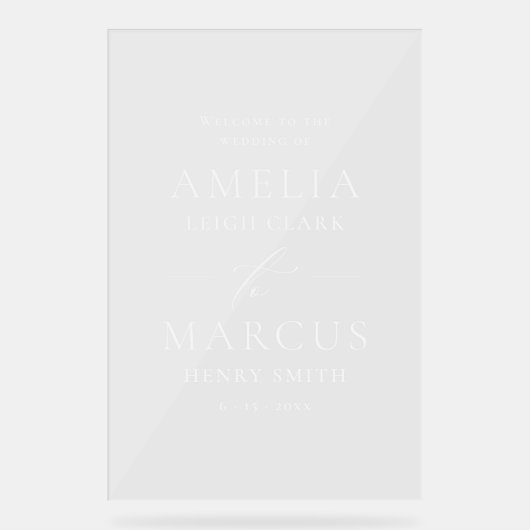 Modern Elegant Script Weddenschap Welkom Acryl Bord (Voorkant)