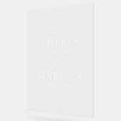 Modern Elegant Script Weddenschap Welkom Acryl Bord (Hoek)