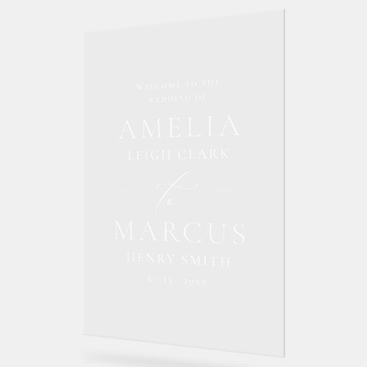 Modern Elegant Script Weddenschap Welkom Acryl Bord (Hoek)