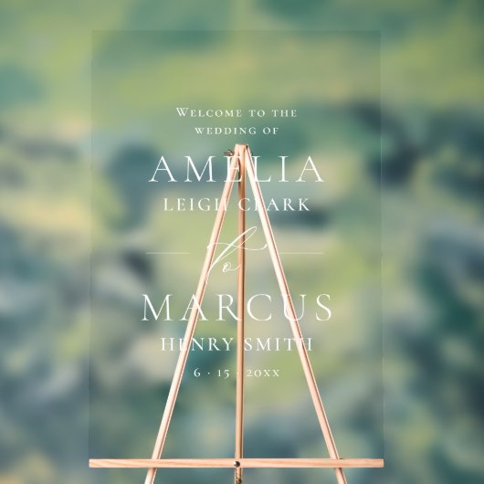 Modern Elegant Script Weddenschap Welkom Acryl Bord (Neutraal)