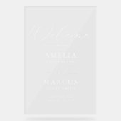 Modern Elegant Script Weddenschap Welkom Acryl Bord (Voorkant)