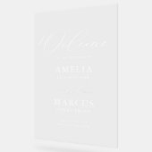 Modern Elegant Script Weddenschap Welkom Acryl Bord (Hoek)