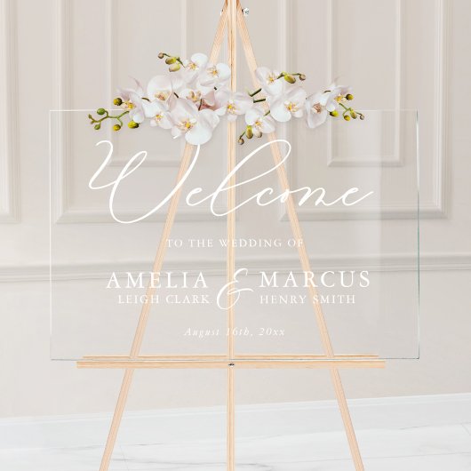 Modern Elegant Script Weddenschap Welkom Acryl Bord