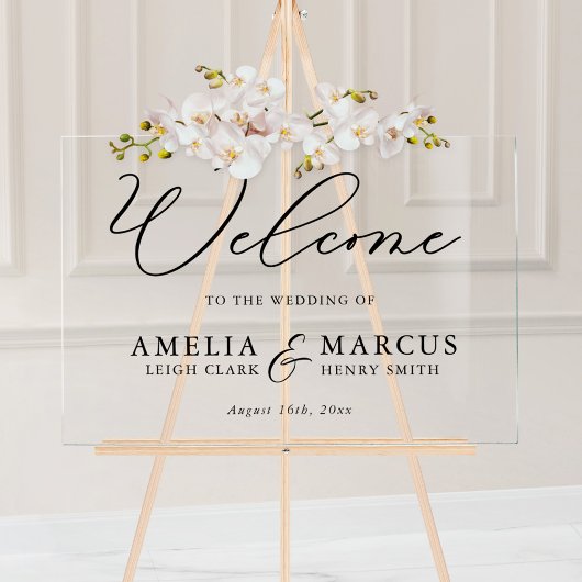 Modern Elegant Script Weddenschap Welkom Acryl Bord