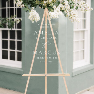 Modern Elegant Script Weddenschap Welkom Acryl Bord