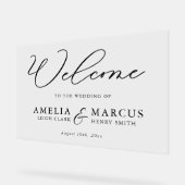 Modern Elegant Script Weddenschap Welkom Acryl Bord (Hoek)