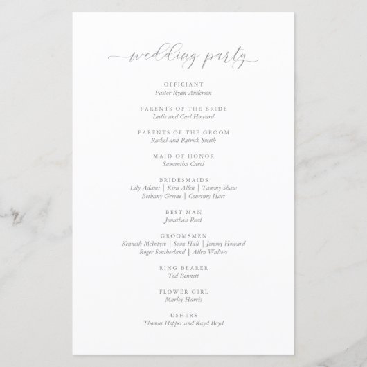 Modern Elegant Script Wedding Ceremony Program (Achterkant)
