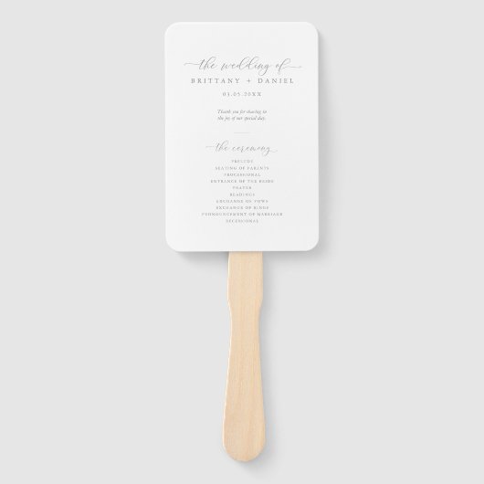 Modern Elegant Script Wedding Ceremony Program Handwaaier (Voorkant)
