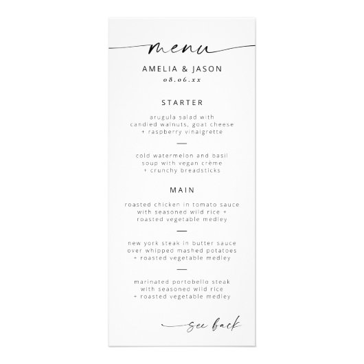 Modern Elegant Script Wedding Menu (Voorkant)