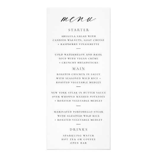 Modern Elegant Script Wedding Menu (Voorkant)