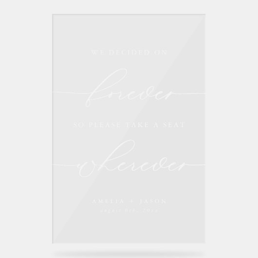 Modern Elegant Script Wedding Neem een plaats Acryl Bord (Voorkant)