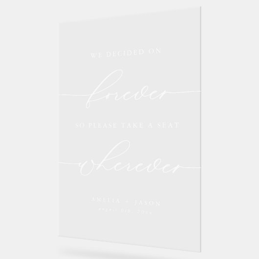 Modern Elegant Script Wedding Neem een plaats Acryl Bord (Hoek)