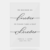 Modern Elegant Script Wedding Neem een plaats Acryl Bord (Voorkant)