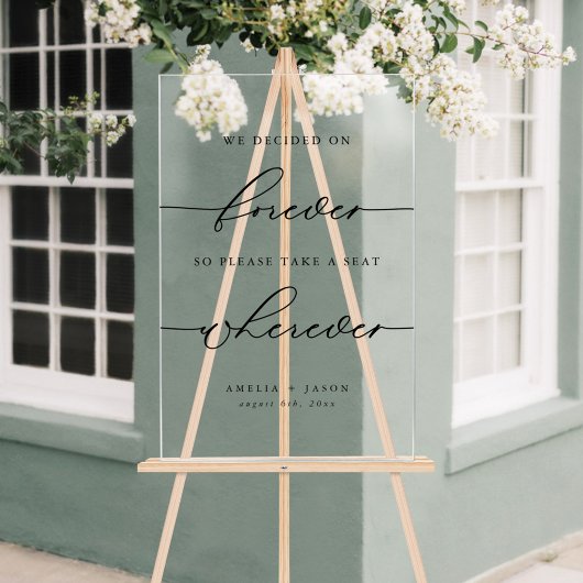 Modern Elegant Script Wedding Neem een plaats Acryl Bord
