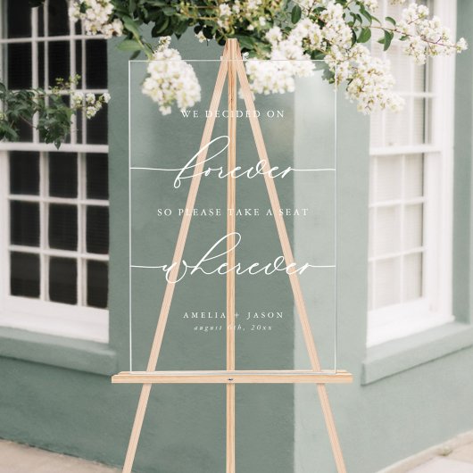 Modern Elegant Script Wedding Neem een plaats Acryl Bord