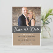 Modern Elegant Script Wedding Photo Save The Date (Staand voorkant)