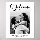Modern Elegant Script Wedding Photo Welkomstbord Poster (Voorkant)