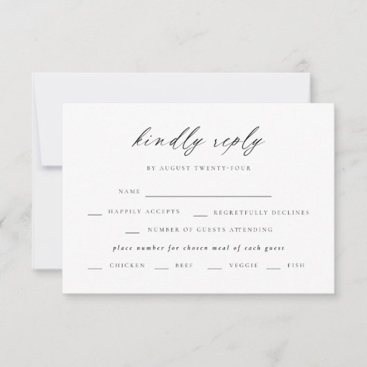 Modern Elegant Script Wedding RSVP Kaart (Voorkant)