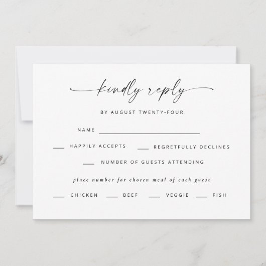 Modern Elegant Script Wedding RSVP Kaart (Voorkant)
