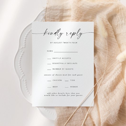 Modern Elegant Script Wedding RSVP Uitnodiging
