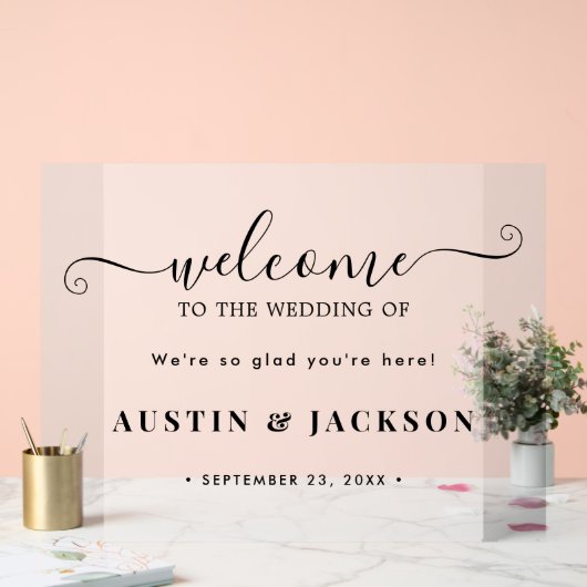 Modern Elegant Script Wedding Welcome Acryl Bord (Huwelijk)