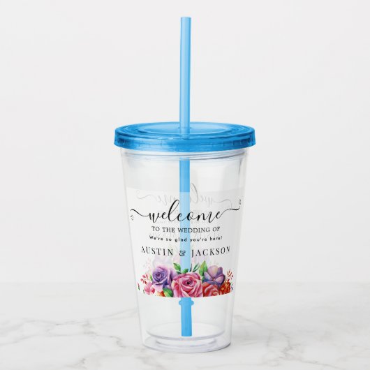 Modern Elegant Script Wedding Welcome Acryl Drinkbeker (Voorkant)