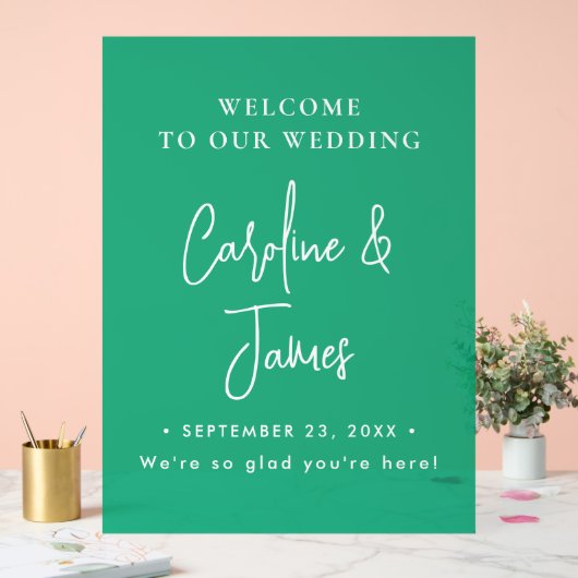 Modern Elegant Script Wedding Welcome  Acrylic Sig Acryl Bord (Huwelijk)