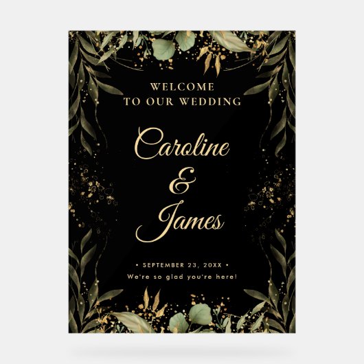 Modern Elegant Script Wedding Welcome  Acrylic Sig Acryl Bord (Voorkant)