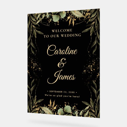 Modern Elegant Script Wedding Welcome  Acrylic Sig Acryl Bord (Hoek)