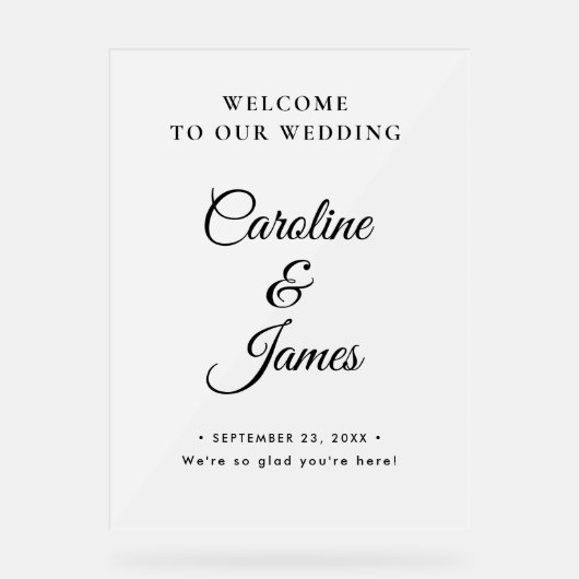 Modern Elegant Script Wedding Welcome  Acrylic Sig Acryl Bord (Voorkant)