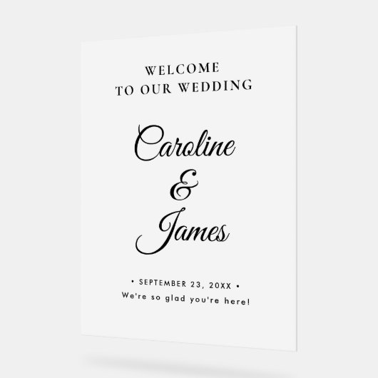 Modern Elegant Script Wedding Welcome  Acrylic Sig Acryl Bord (Hoek)