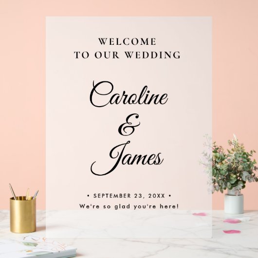 Modern Elegant Script Wedding Welcome  Acrylic Sig Acryl Bord (Huwelijk)