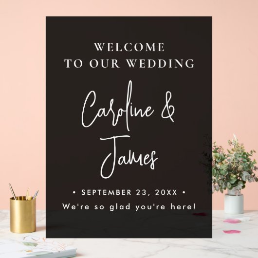 Modern Elegant Script Wedding Welcome  Acrylic Sig Acryl Bord (Huwelijk)