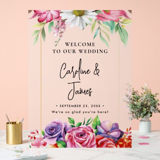 Modern Elegant Script Wedding Welcome  Acrylic Sig Acryl Bord (Huwelijk)