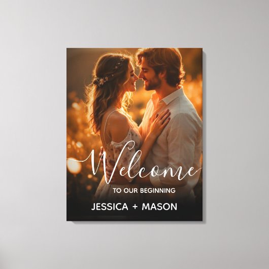Modern Elegant Script Wedding Welcome  Canvas Afdruk (Voorkant)