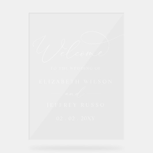 Modern Elegant Script Weduwen Welkomstteken Acryl Bord (Voorkant)