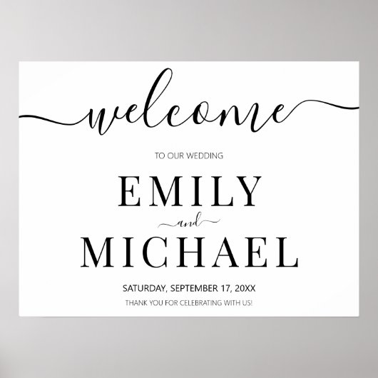 Modern Elegant Script Weduwen Welkomstteken Poster (Voorkant)