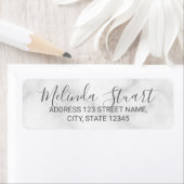 Modern Elegant Script White Marble Etiket (Insitu)